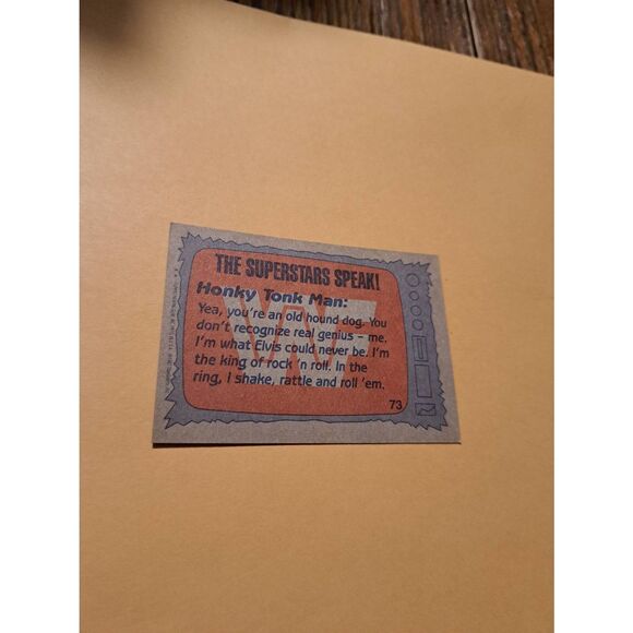 Vintage 1987 WWF Honky Tonk Man Wrestling Trading Card 73 Superstars Speak Topps - Picture 2 of 2